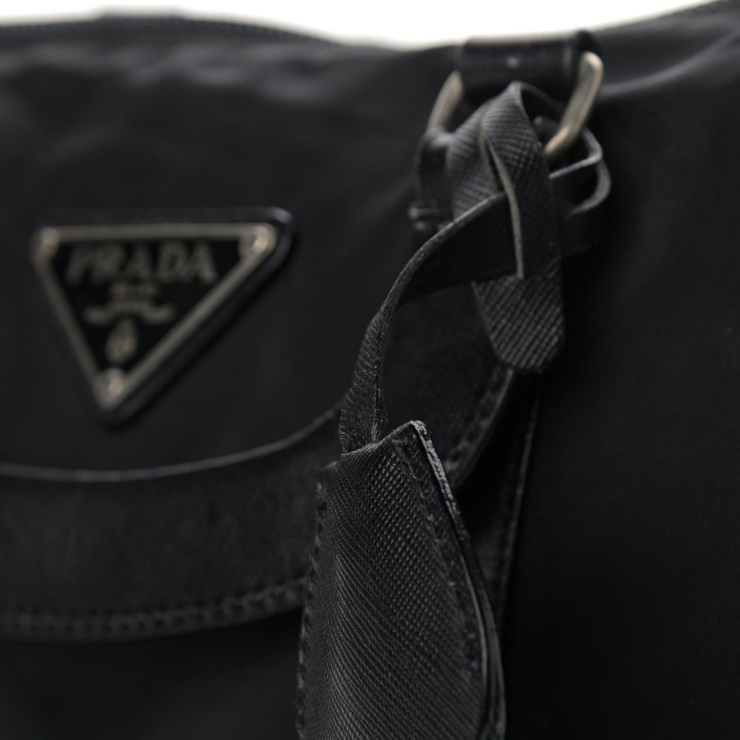 Tessuto Nylon Saffiano Top Handle Bag Black
