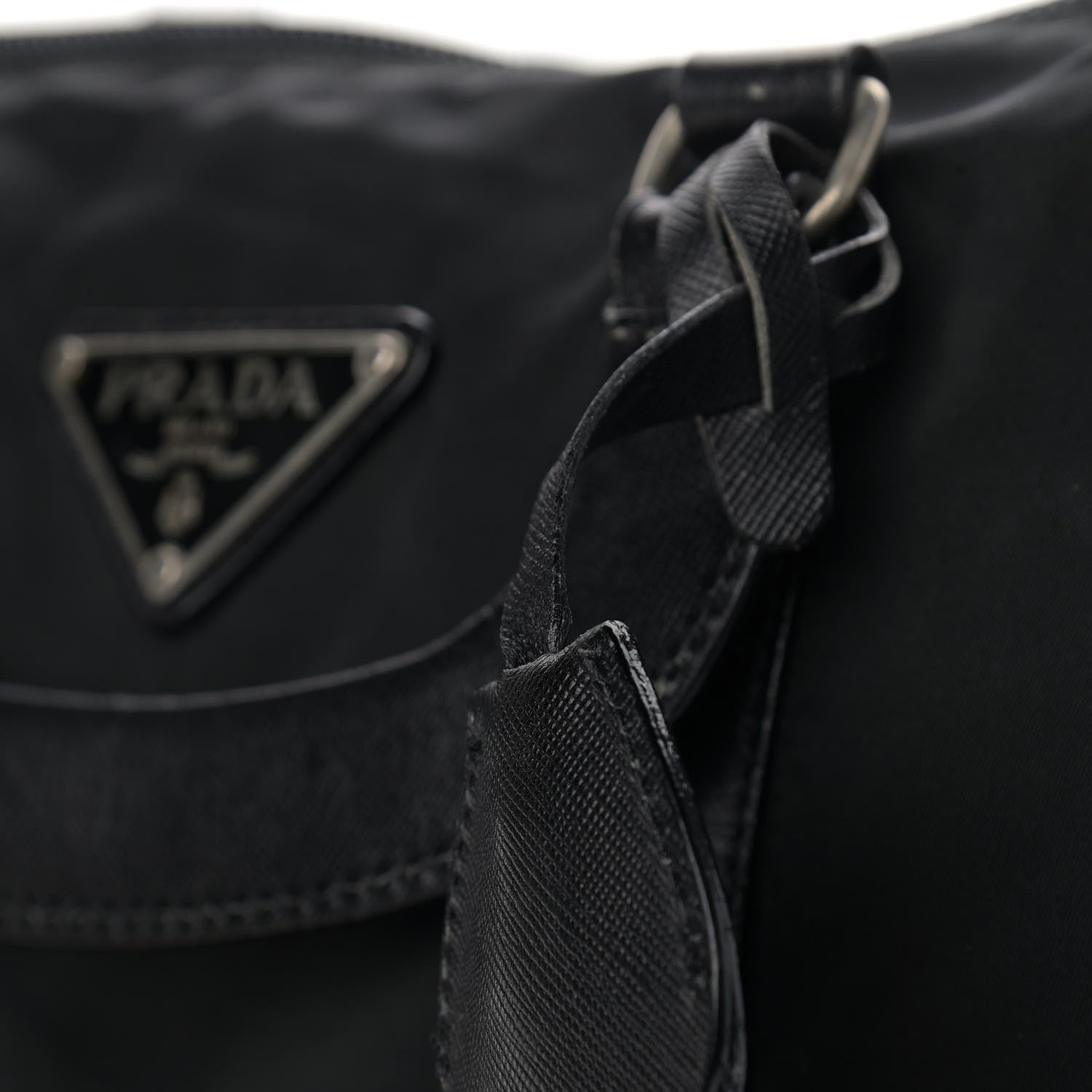 Prada Tessuto Nylon Saffiano Top Handle Bag Black 10 of 14