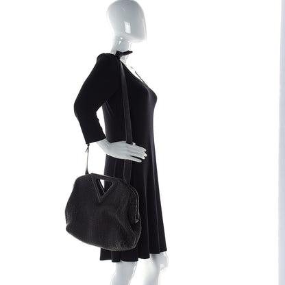 Bottega Veneta Lambskin Knit Small The Point Triangle Bag Black 2 of 12