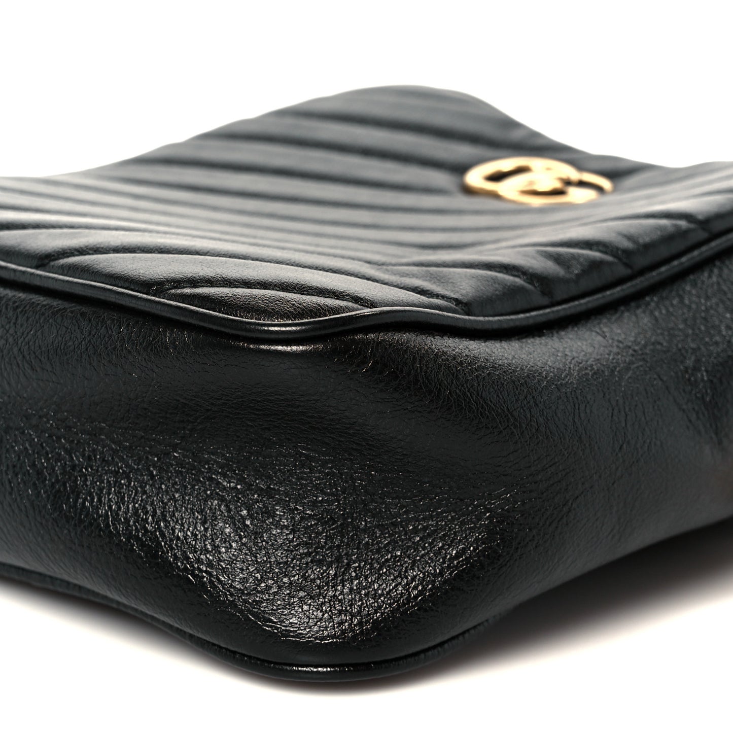 Azalea Calfskin Matelasse Diagonal Tall GG Marmont Crossbody Bag Black