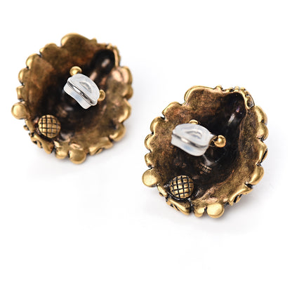 Gucci Metal Crystal Lion Clip On Earrings Aged Gold 3 of 4