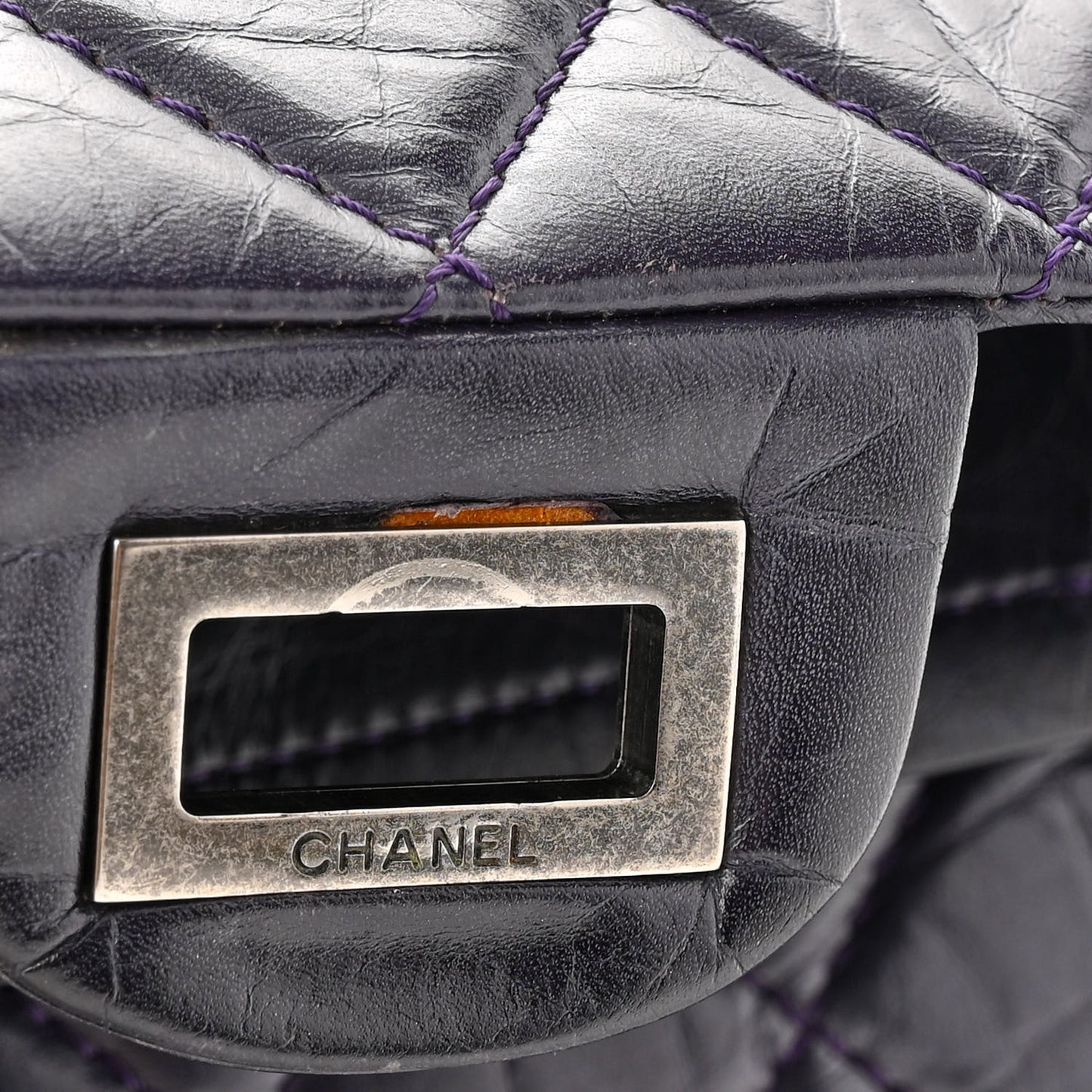 Aged Calfskin Quilted 2.55 Reissue 227 Flap Dark Purple