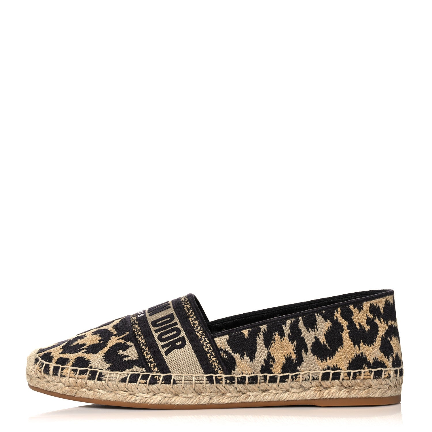 Christian Dior Cotton Embroidered Leopard Print Granville Espadrille 41 Natural 1 of 9