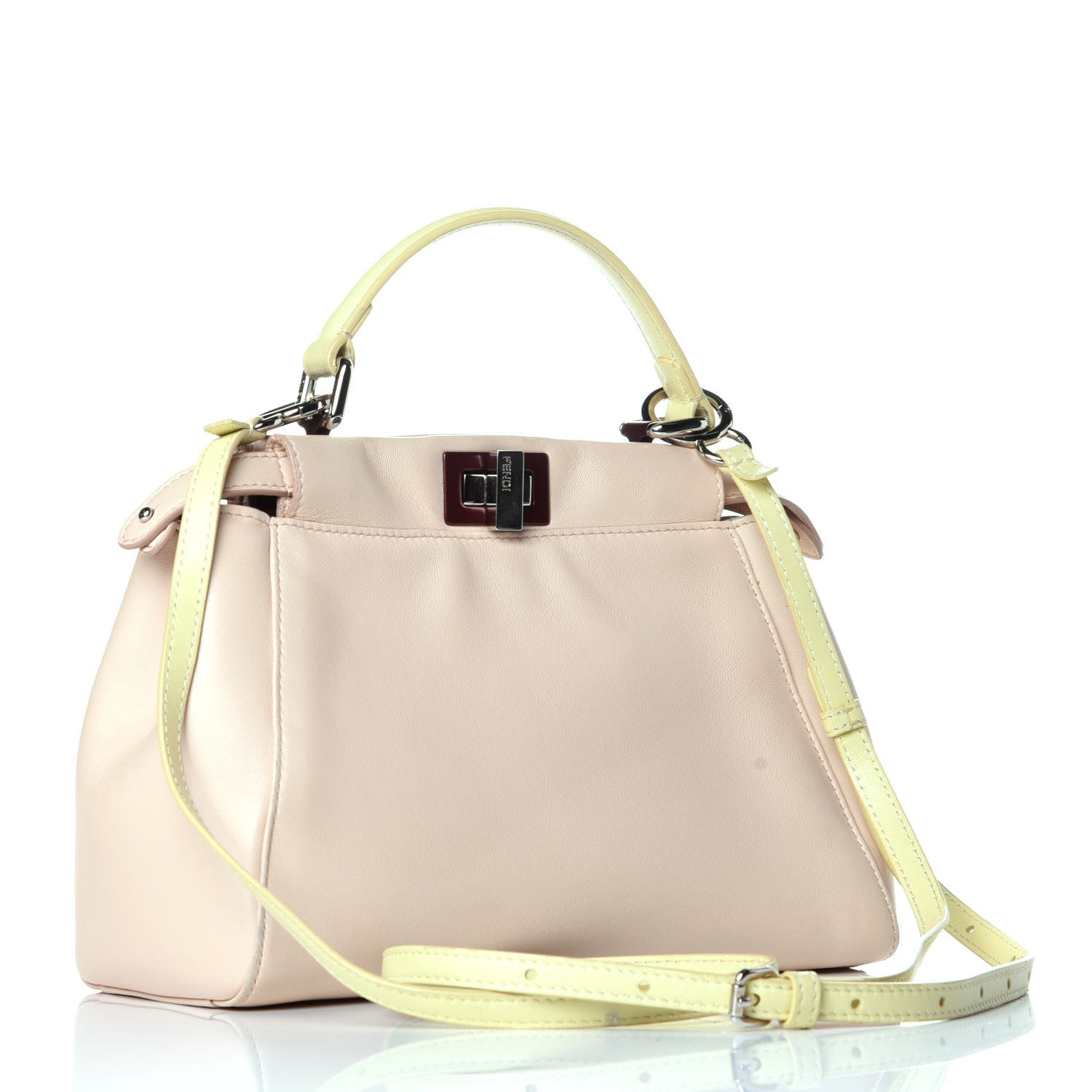 Fendi Nappa Colorblock Mini Peekaboo Iconic Satchel Plaster Banana Grigio Polvere 3 of 9