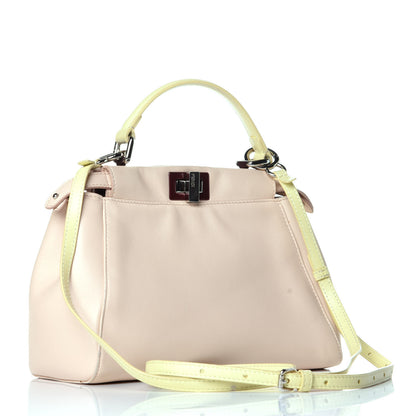 Fendi Nappa Colorblock Mini Peekaboo Iconic Satchel Plaster Banana Grigio Polvere 3 of 9