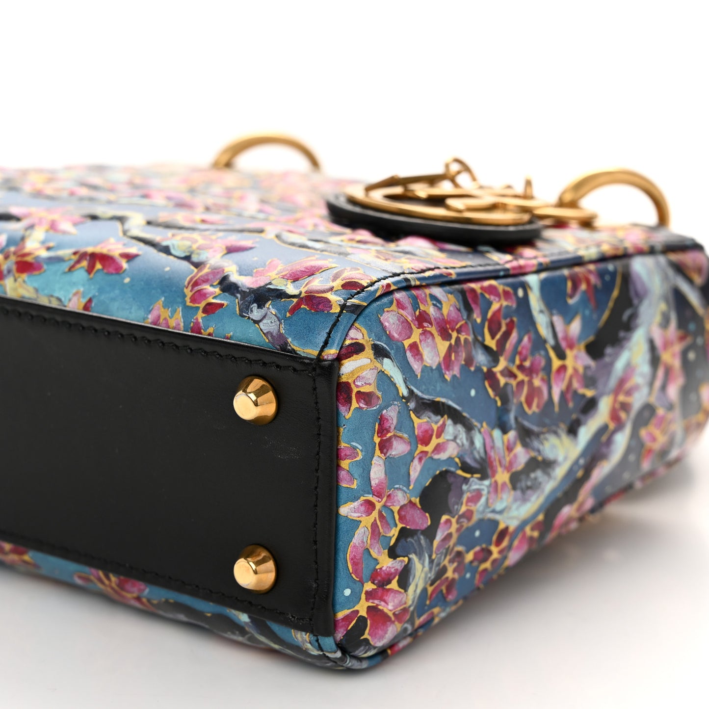 Smooth Calfskin Raqib Shaw Art Mini Lady Dior Navy Multicolor