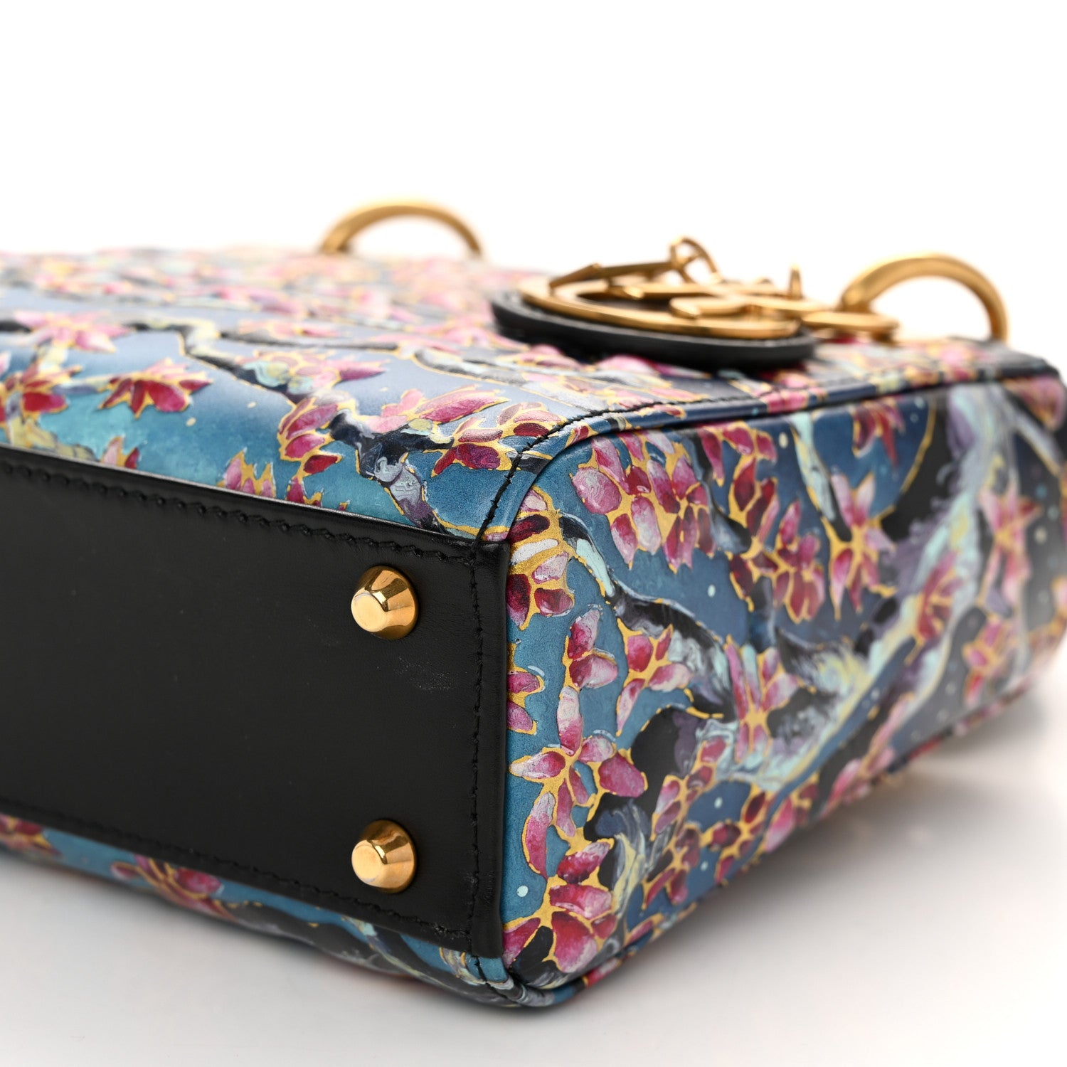 Christian Dior Smooth Calfskin Raqib Shaw Art Mini Lady Dior Navy Multicolor 10 of 12