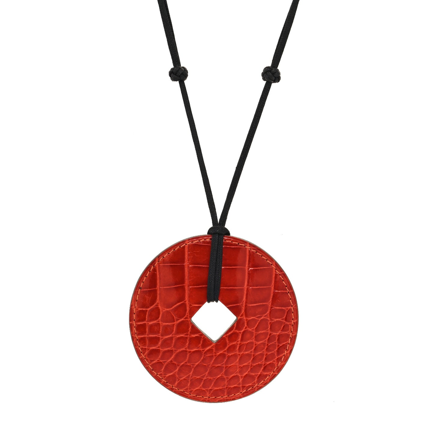 Shiny Alligator Tsuba Pendant Necklace Geranium