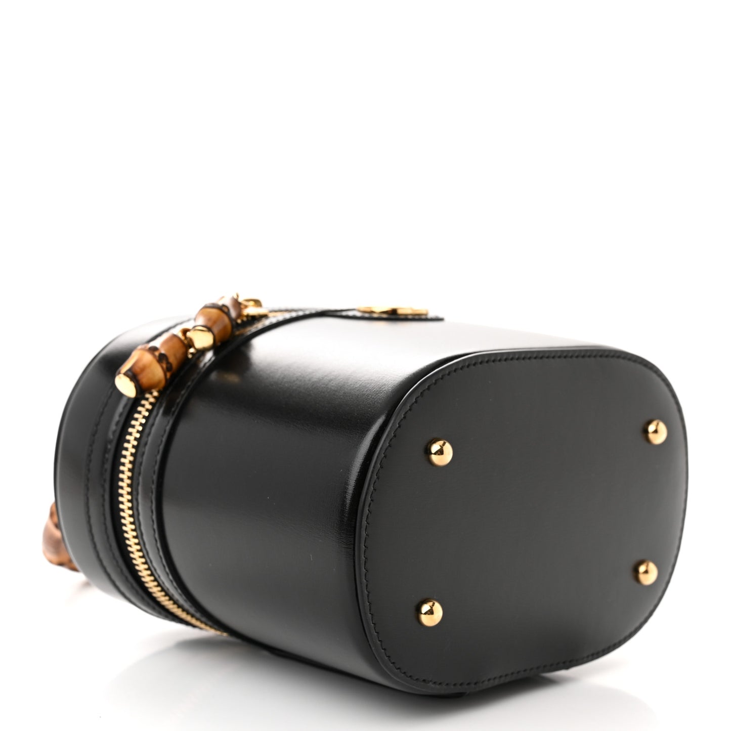 Calfskin Mini Bamboo Top Handle Shoulder Bag Black