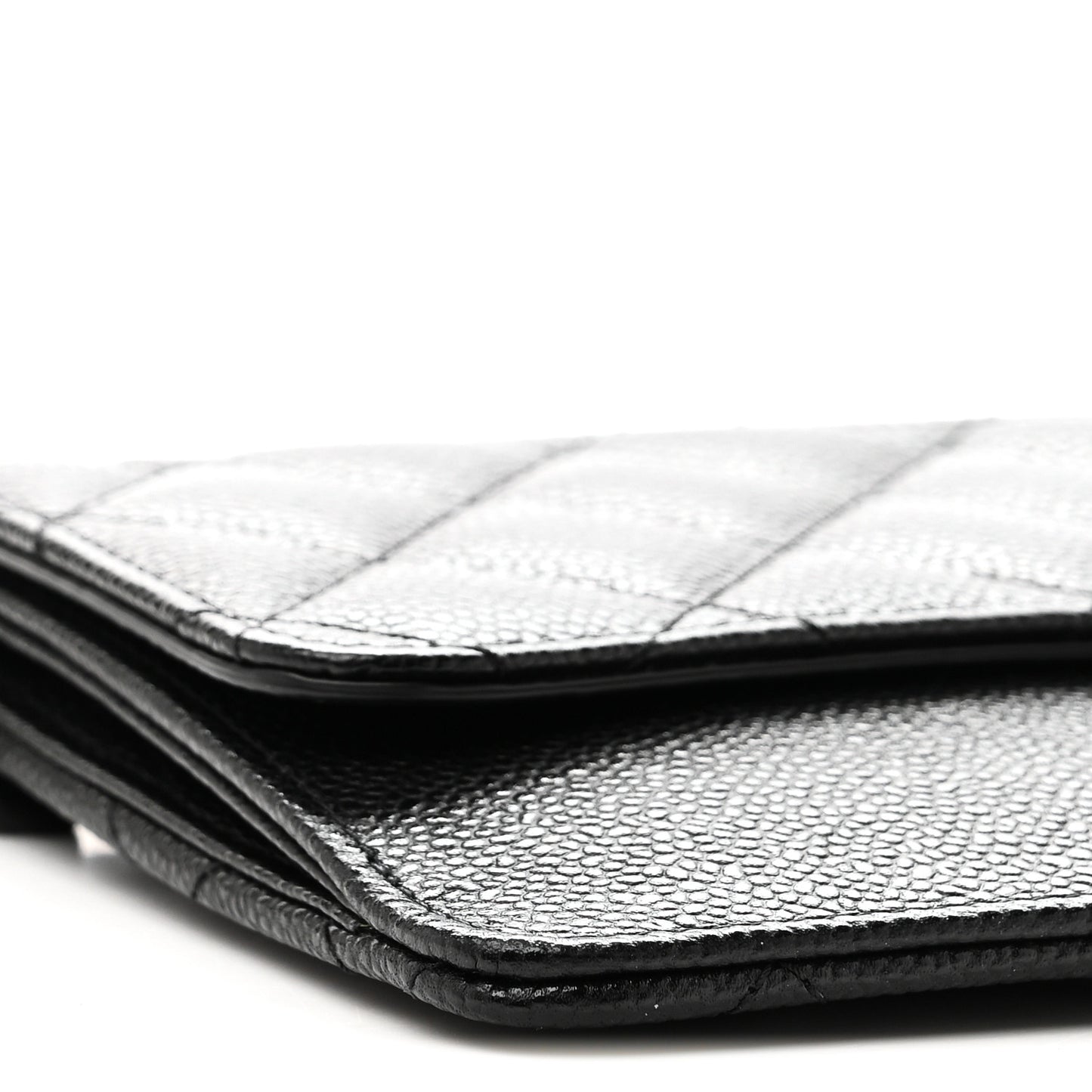 Caviar Quilted Classic Pouch With Handle Black