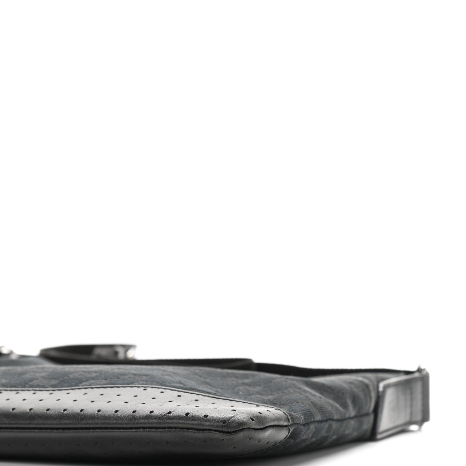 Gucci Monogram Calfskin Perforated Medium Flat Messenger Bag Black 11 of 13