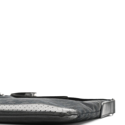 Gucci Monogram Calfskin Perforated Medium Flat Messenger Bag Black 11 of 13