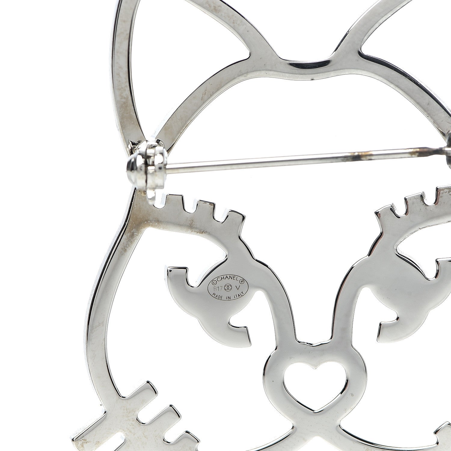 Chanel Strass Crystal Emoji Choupette Cat Brooch Silver 3 of 5