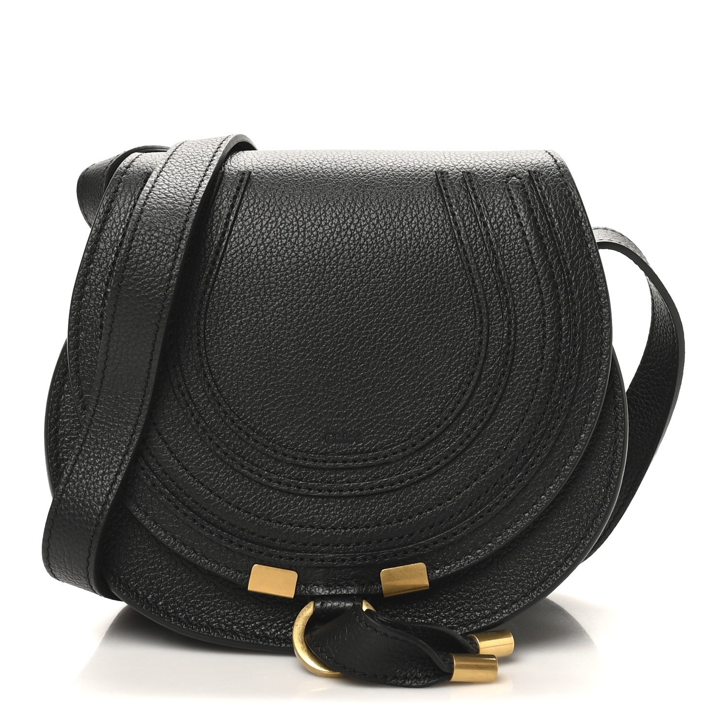 Chloe Grained Calfskin Small Marcie Saddle Bag Black 1 of 9