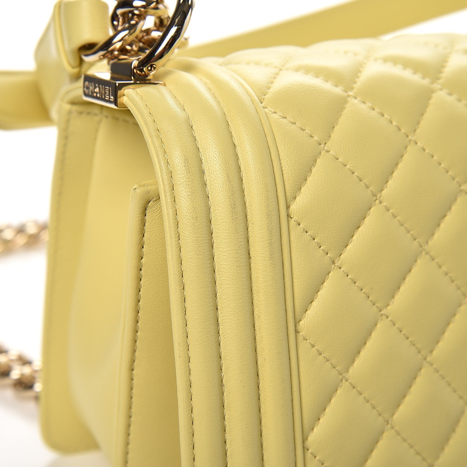 Chanel Lambskin Quilted Medium Boy Flap Yellow 9 of 10
