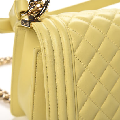 Chanel Lambskin Quilted Medium Boy Flap Yellow 9 of 10