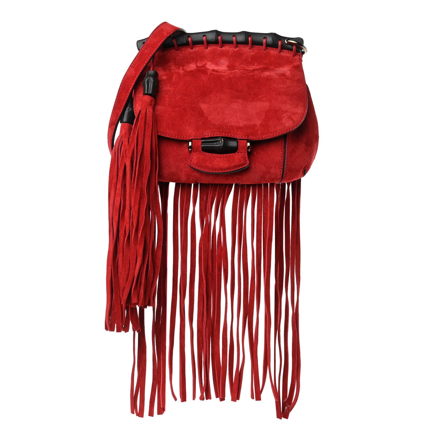 Gucci Suede Small Nouveau Fringe Shoulder Bag Red 1 of 11