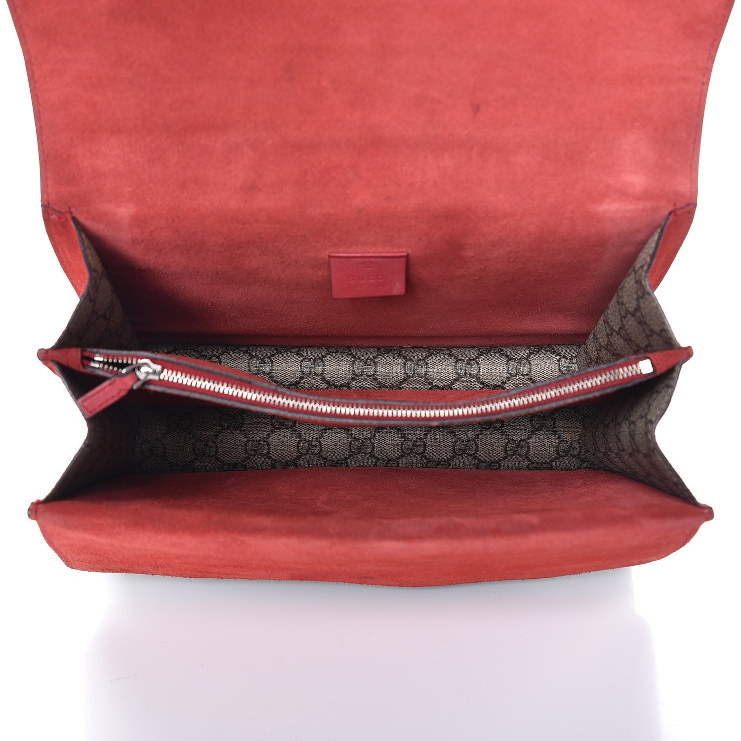 Gucci GG Supreme Monogram Suede Cudu Medium Dionysus Shoulder Bag Beige Ebony Vulcanic Red 5 of 11