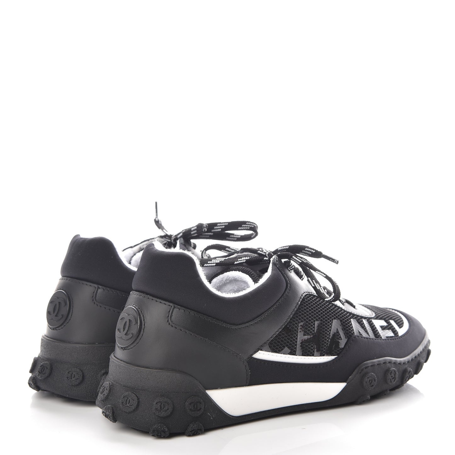 Calfskin Mesh Lycra Sneakers 38 Black