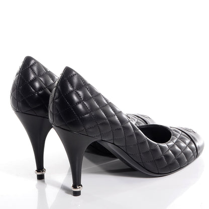 Chanel Lambskin Quilted CC Pumps 39.5 Black 4 of 8