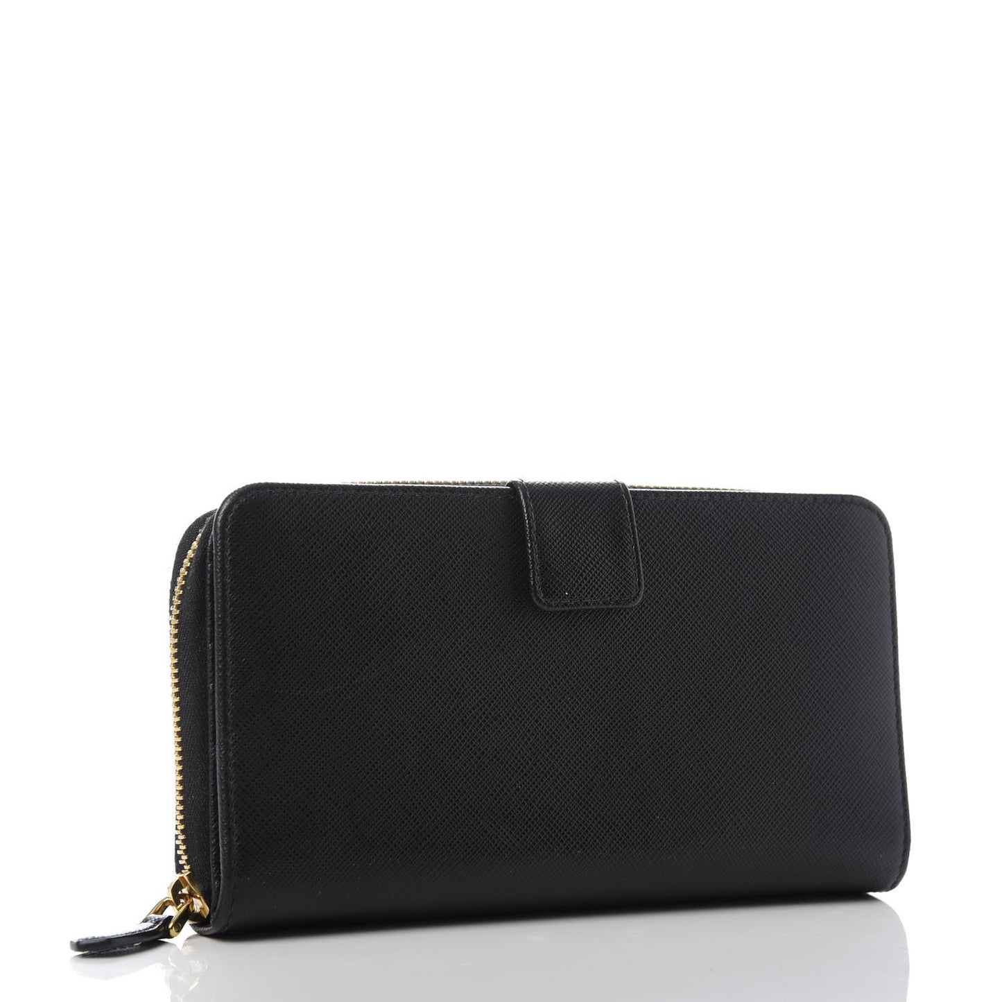 Saffiano Metal Large Zip Around Wallet Black