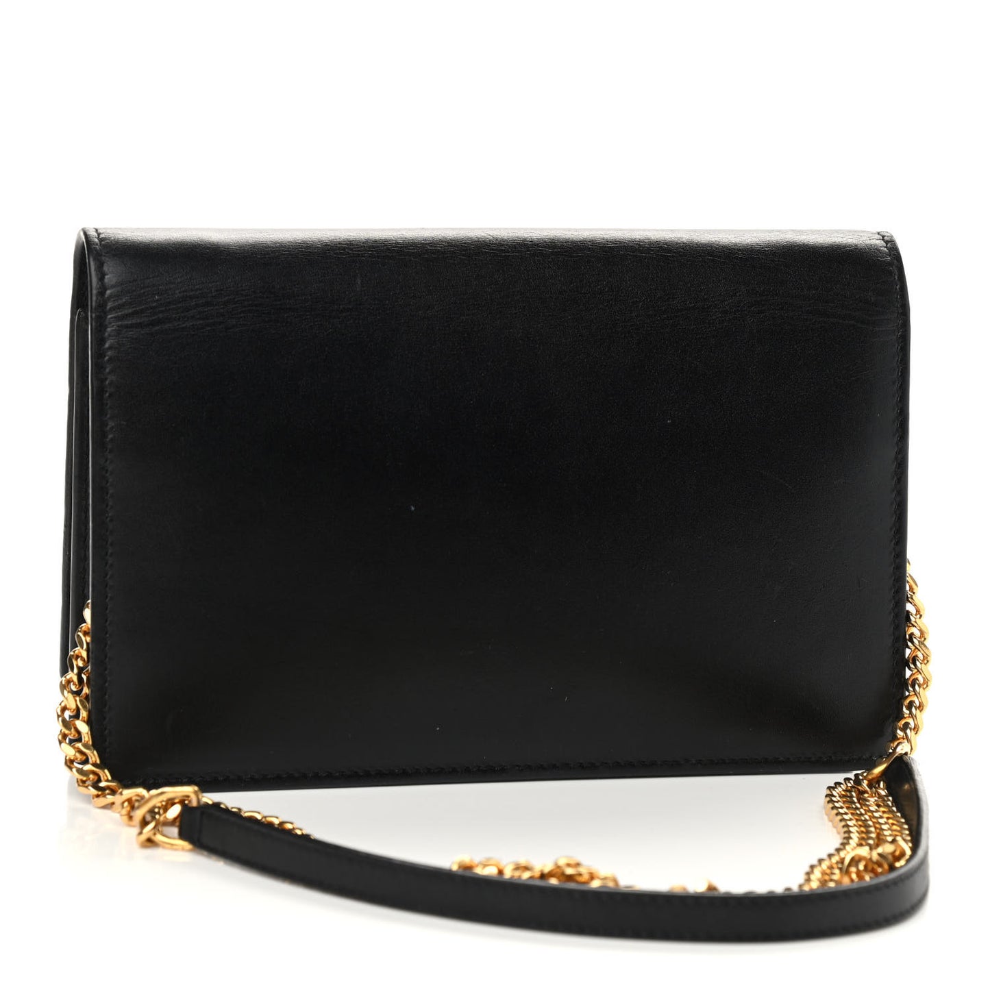 Smooth Calfskin Classic Monogram Kate Tassel Chain Wallet Black