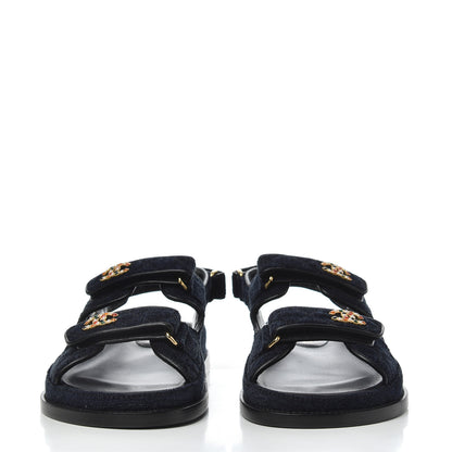 Chanel Denim Quilted Dad Sandals 38.5 Blue 2 of 8