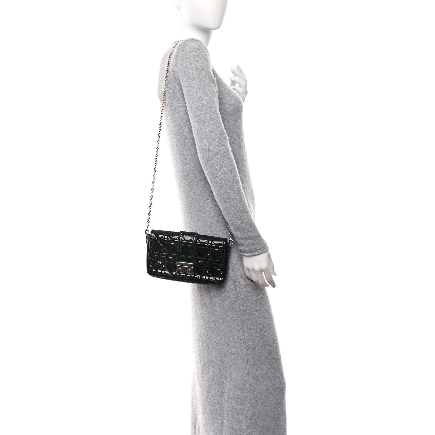 Christian Dior Patent Cannage New Lock Pouch Black 2 of 8