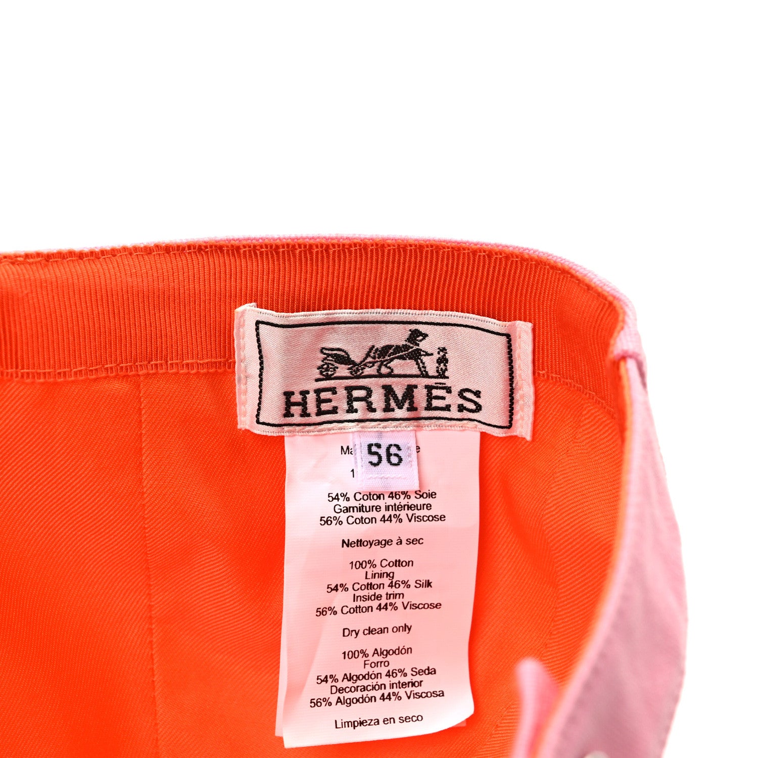 Hermes Cotton Davis Sunshine Hat 56 Rose 8 of 9