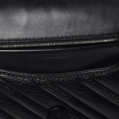 Balenciaga Shiny Goatksin Logo Embossed Monochrome M BB Round Shoulder Bag Black 6 of 14