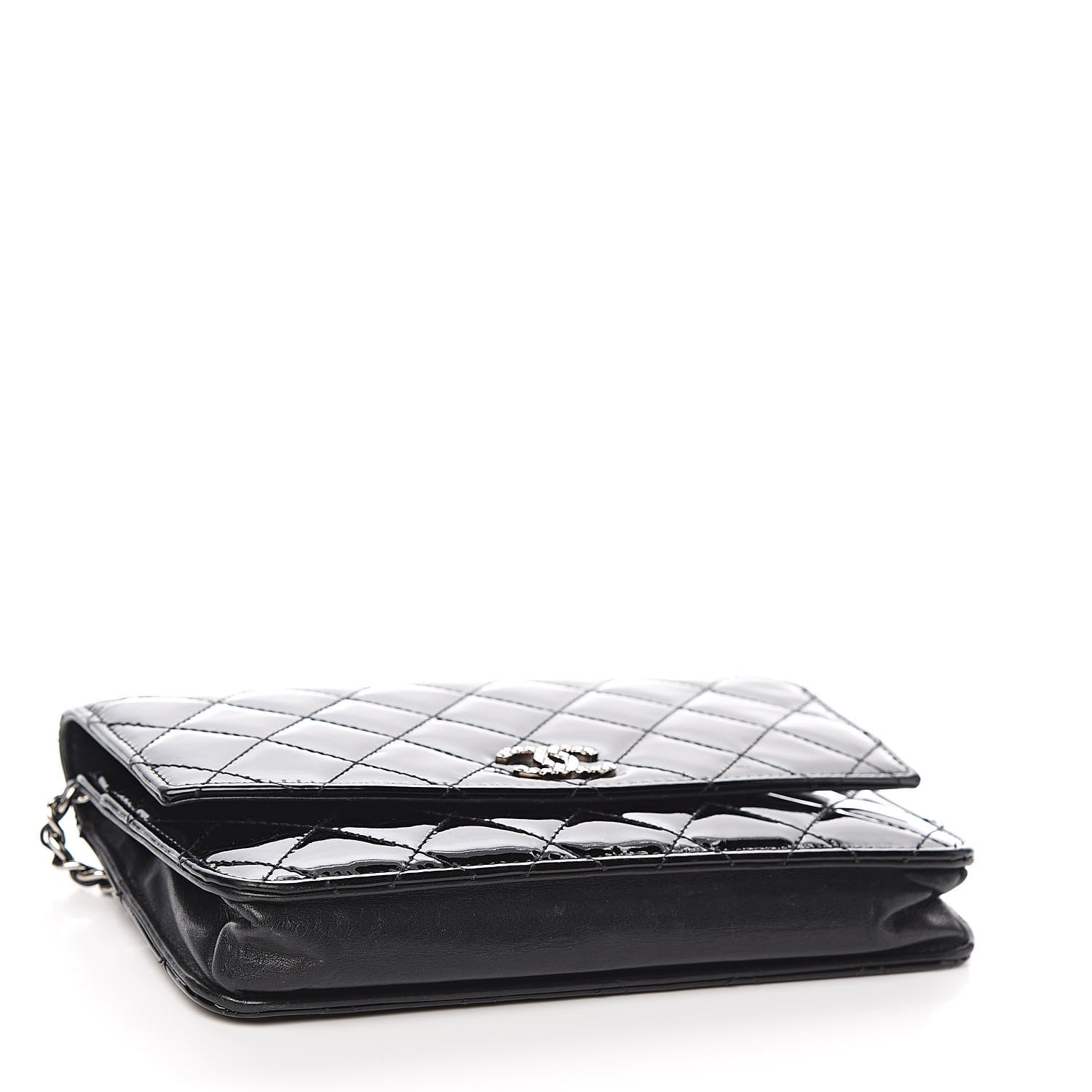 Chanel Patent Quilted Brilliant Wallet On Chain WOC Black 4 of 13