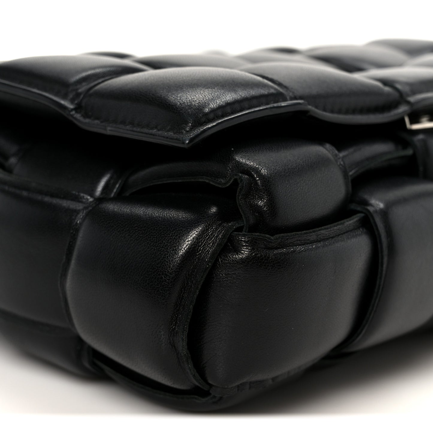 Nappa Maxi Intreccio Padded Cassette Crossbody Bag Black