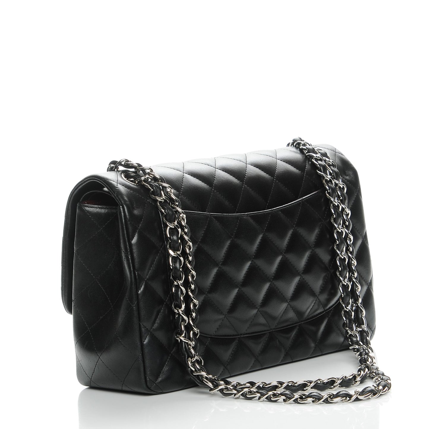 Lambskin Quilted Jumbo Double Flap Black