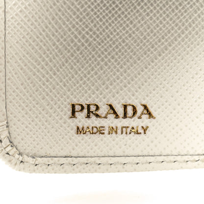 Prada Saffiano Metal Tri-Fold Wallet White 6 of 7