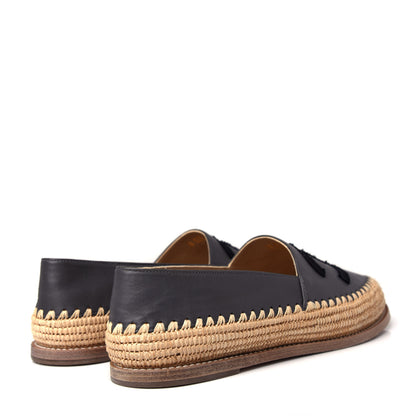 Chanel Lambskin Grosgrain CC Espadrilles 39 Grey Black 4 of 11