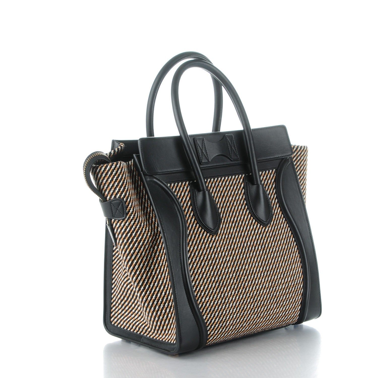 Celine Twill Smooth Calfskin Mini Luggage Dune Black 3 of 8