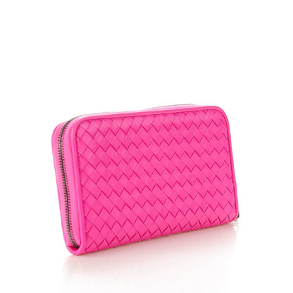 Bottega Veneta Nappa Intrecciato Zip Around Wallet Shocking Pink 3 of 8