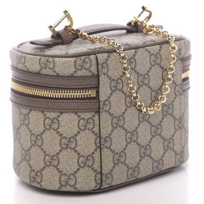 Gucci GG Supreme Monogram Textured Calfskin Web Ophidia Vanity Cosmetic Case Beige Ebony New Acero 3 of 11