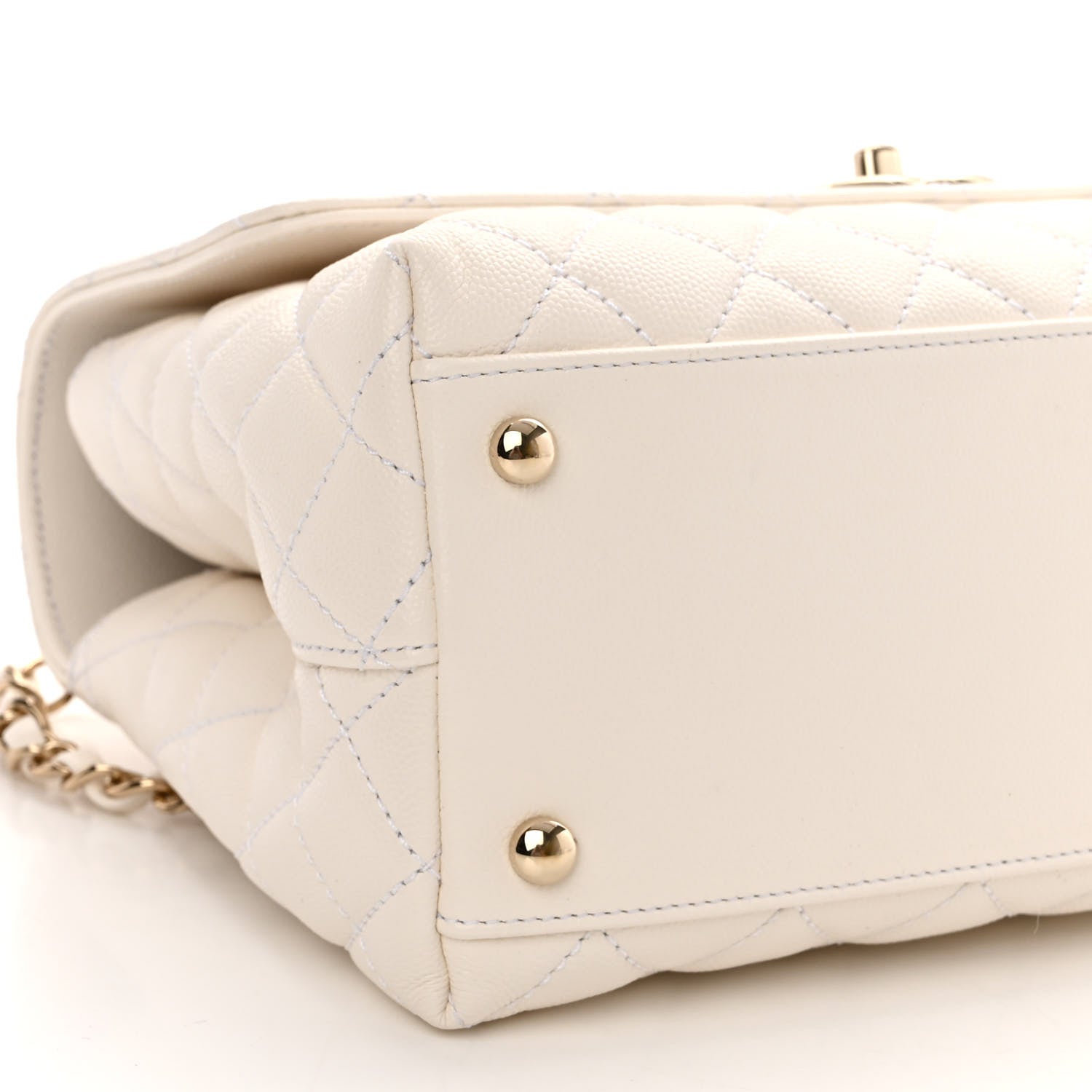 Chanel Caviar Quilted Small Coco Handle Flap White 9 of 10
