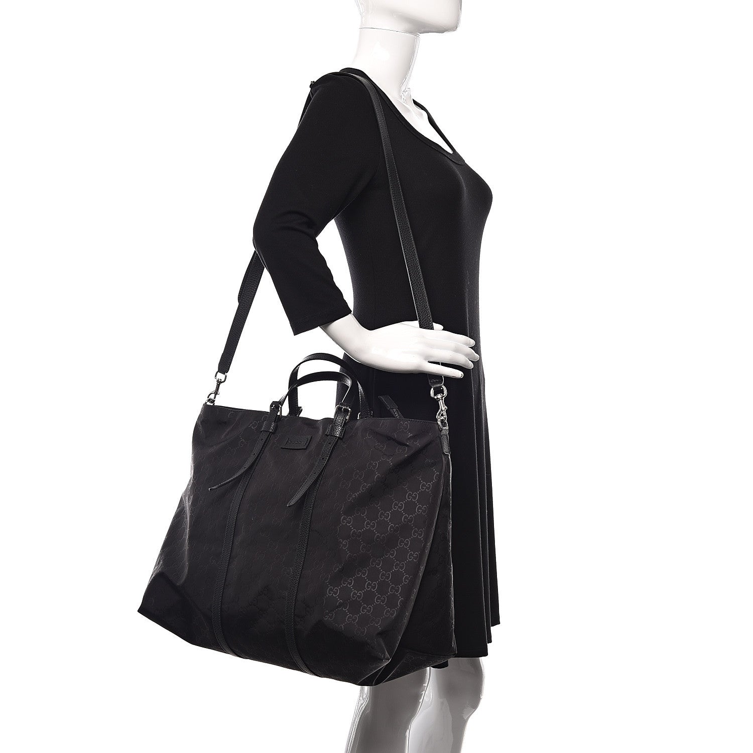 Gucci Nylon Monogram Light Duffle Bag Black 2 of 11
