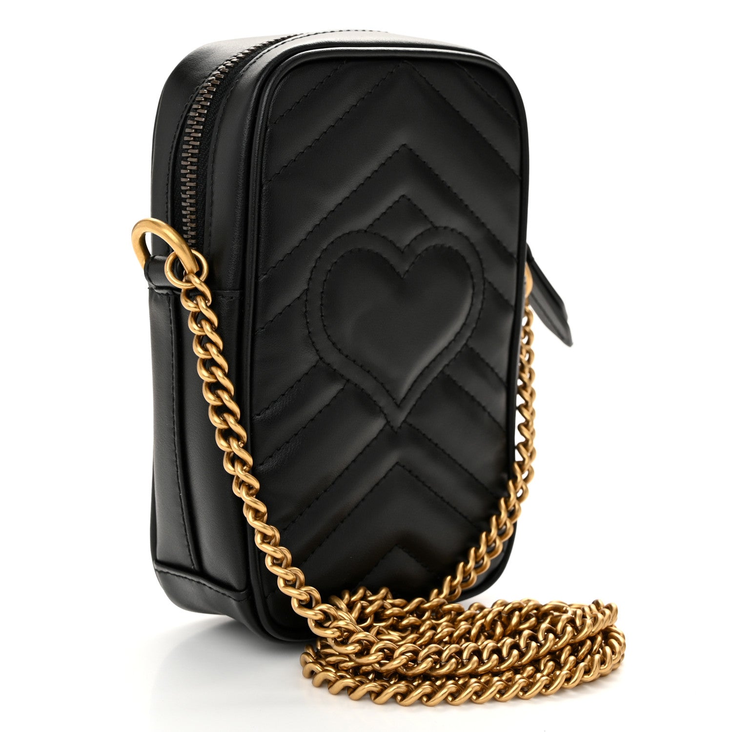 Gucci Calfskin Matelasse Mini GG Marmont Crossbody Bag Black 3 of 10