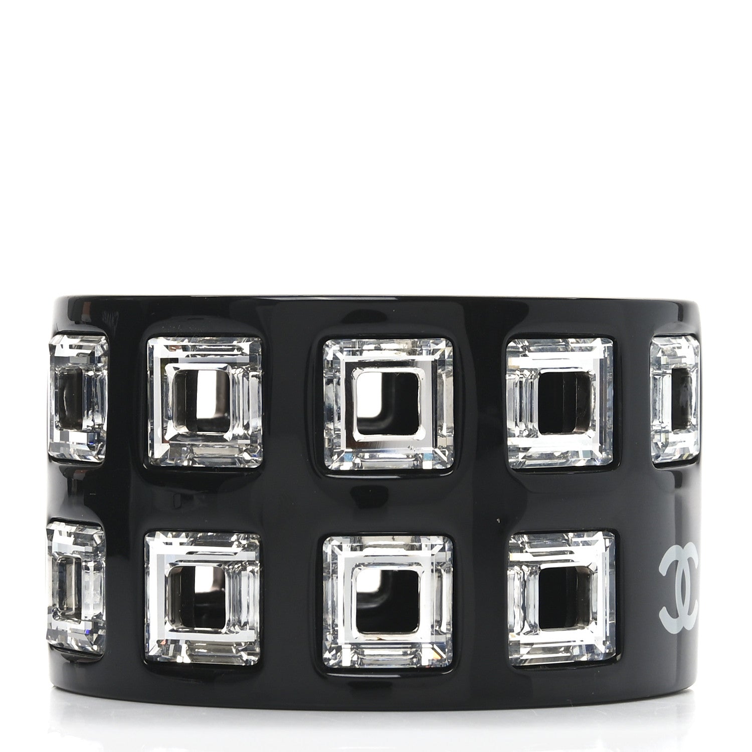 Chanel Resin Crystal CC Cuff Black 3 of 5