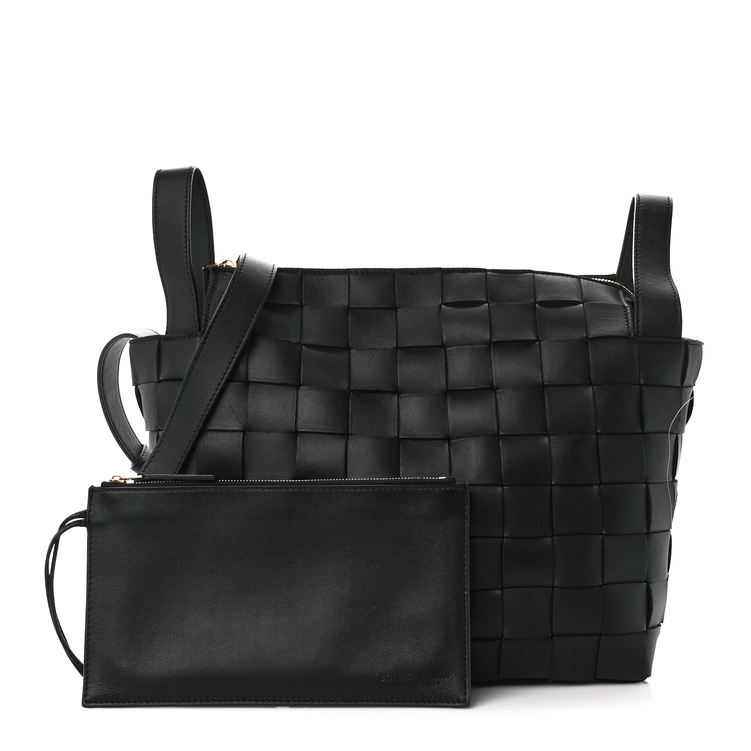Bottega Veneta Lambskin Maxi Intrecciato Bowling Cassette Shoulder Bag Black 1 of 15