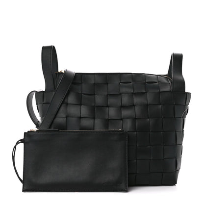 Bottega Veneta Lambskin Maxi Intrecciato Bowling Cassette Shoulder Bag Black 1 of 15