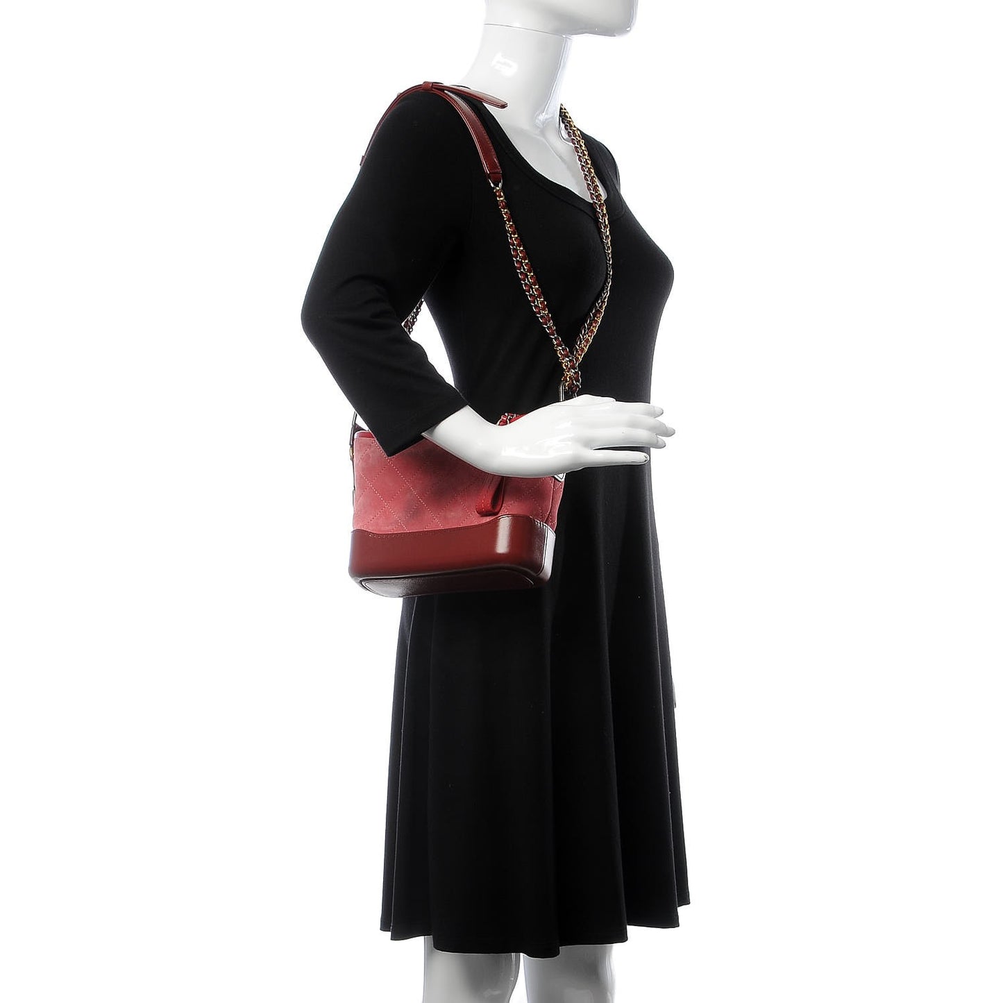 Suede Quilted Small Gabrielle Hobo Red