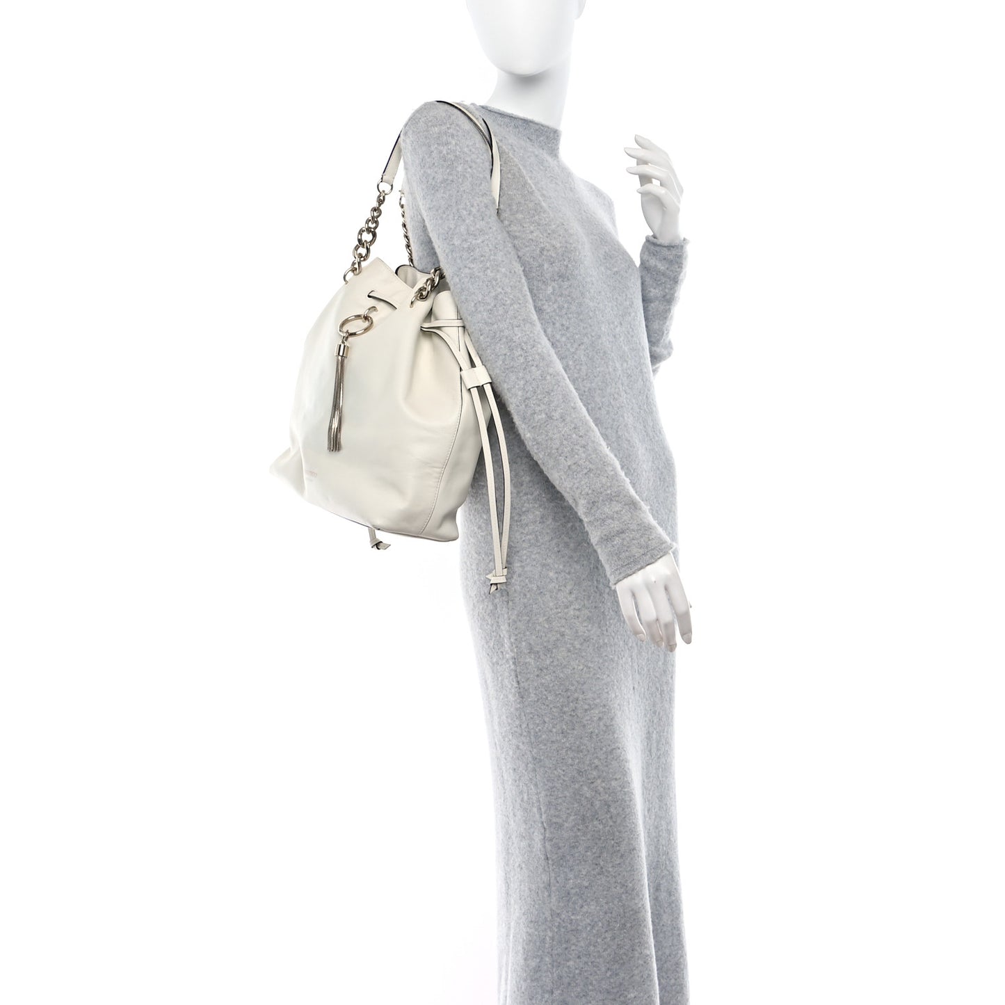 Calfskin Large Callie Bucket Bag White