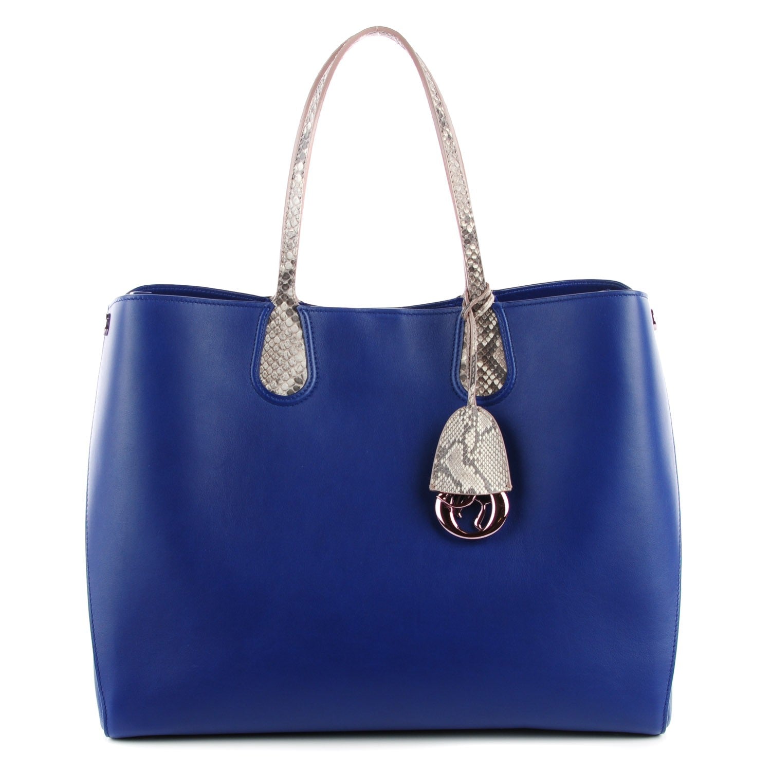 Christian Dior Calfskin Python Handle Large Addict Shopping Tote Blue 1 of 7