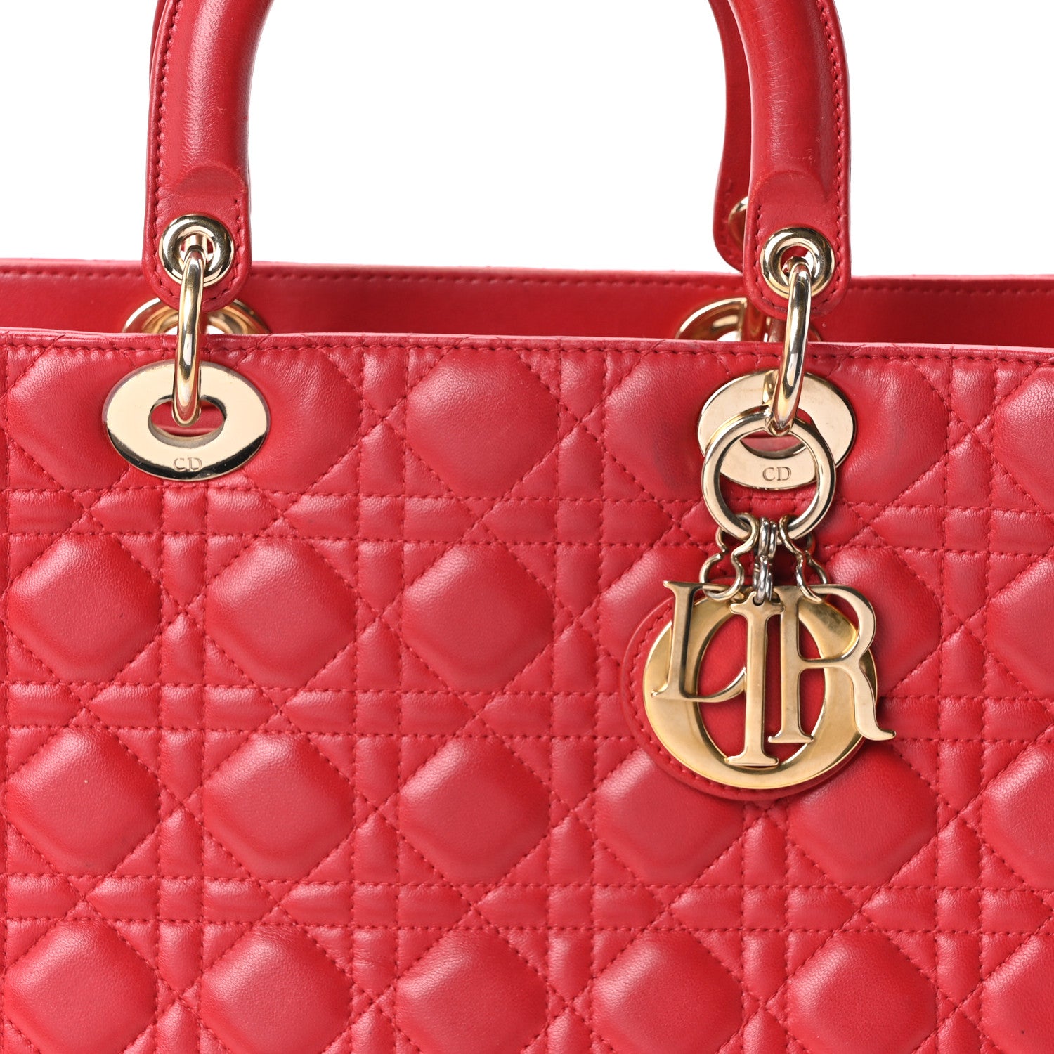 Christian Dior Lambskin Cannage Large Lady Dior Red 8 of 10