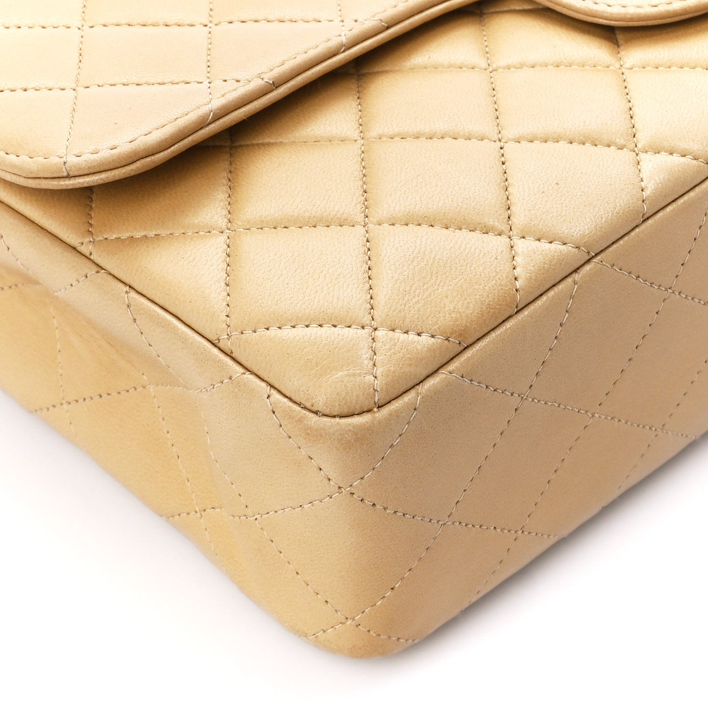 Lambskin Quilted Medium Kelly Single Flap Bag Beige