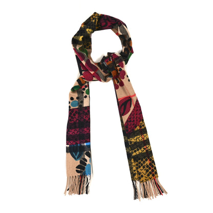 Burberry Cashmere Giant Check Floral Fringe Scarf Archive Beige 1 of 4